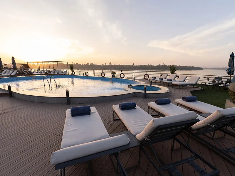 Sun deck of the Royal Signature Nile Cruise Nile cruise